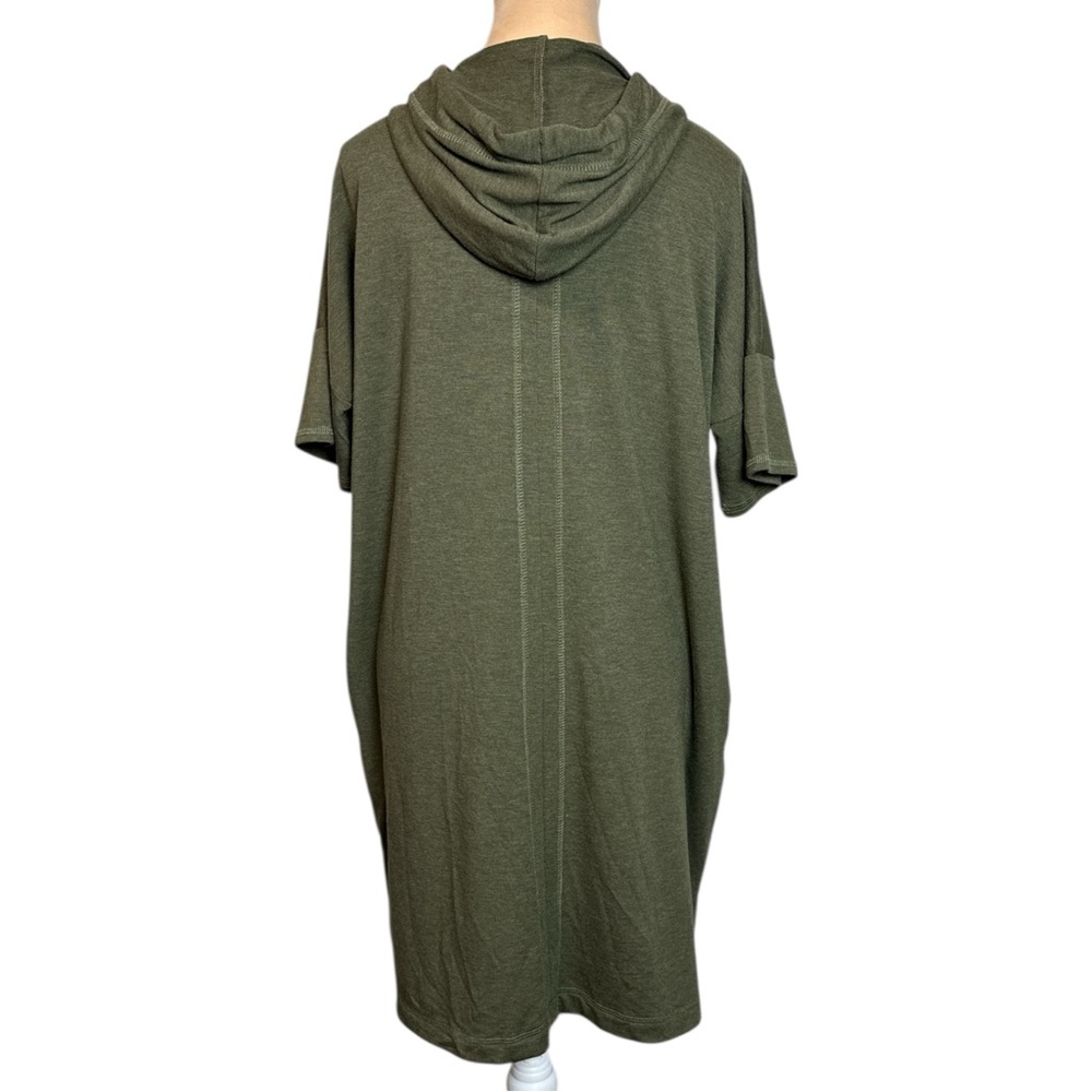 Cable & Gauge (EUC) Green Hooded Short Sleeve Midi Dress/Cover-up Size Large - Picture 4 of 5